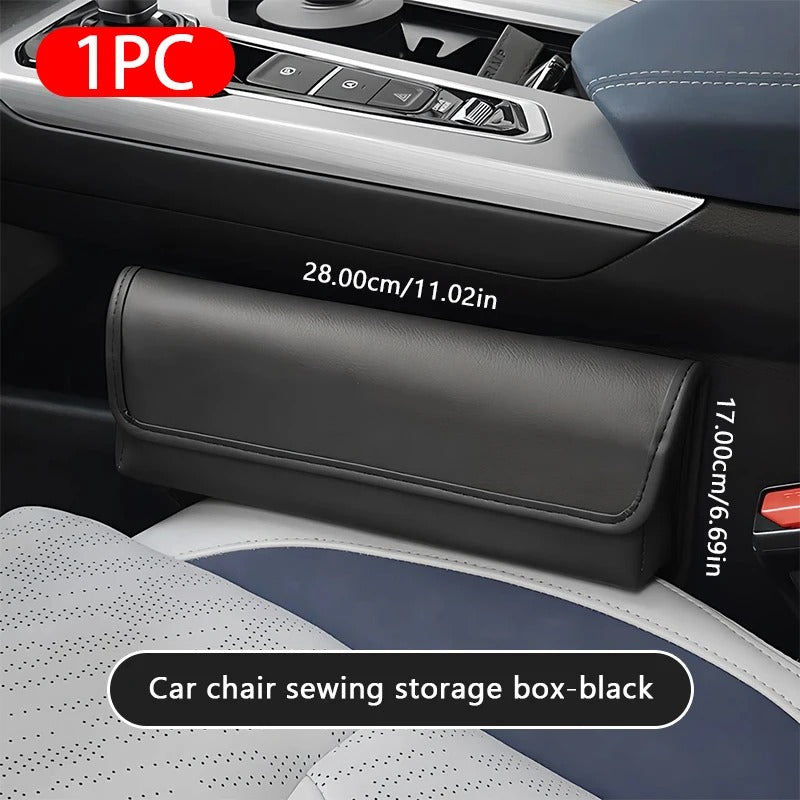 Car Seat Side Organizer – PU Leather Crevice Storage Box with Cable Slot - Delicate Leather