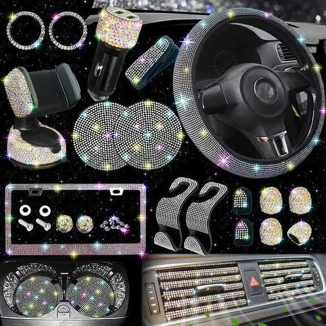 27-Piece Luxury Diamond Car Interior Decoration Gift Box – Stylish Accessories for Women, Gift For Mother's Day 2025