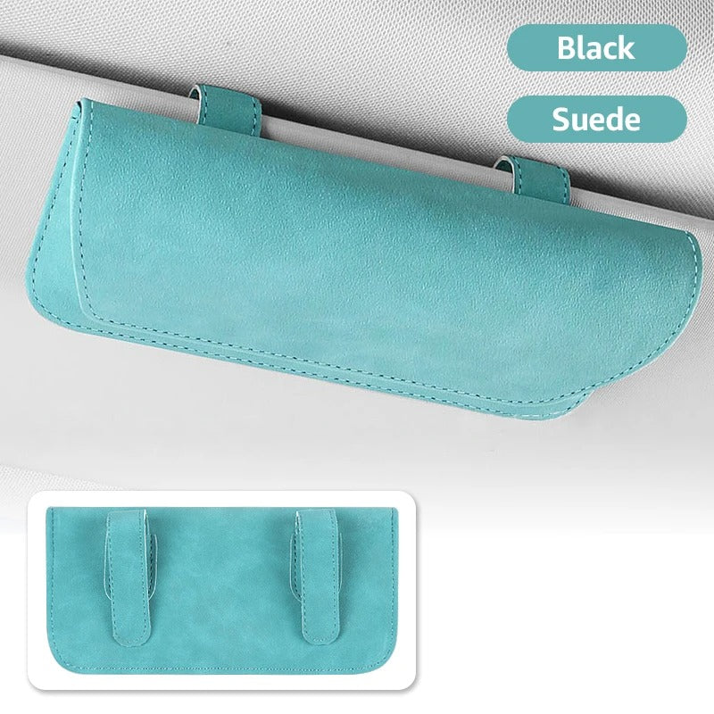 Car Glasses Eyeglasses Holder - Suede Sun Glasses Clip Storage - Leather Visor Organizer - Delicate Leather