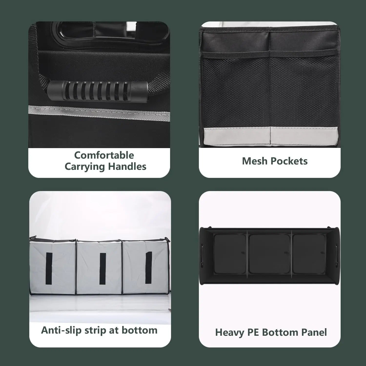 95L Foldable Car Trunk Organizer – Large Capacity Storage Box with Adjustable Straps - Delicate Leather