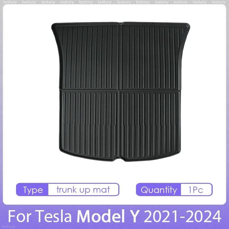 TPE Floor Mats Set for Tesla Model Y 2021–2024 (5-Seater) – Waterproof, Anti-Slip Cargo Liner and Interior Mats - Delicate Leather