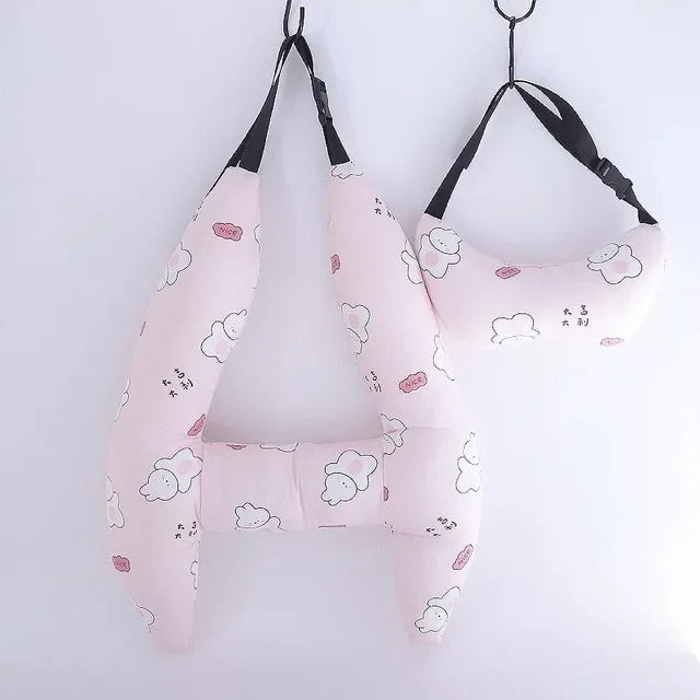 Cute Kid and Adult Car Sleeping Neck Head Support H-Shape Travel Pillow Cushion - Delicate Leather