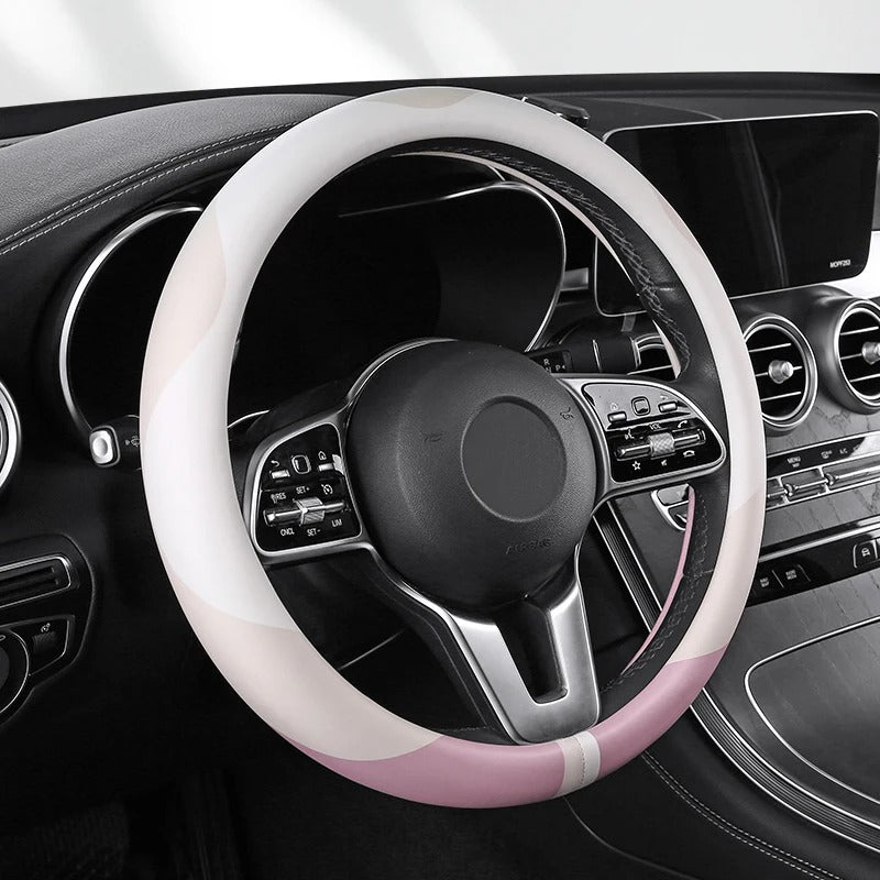 Four Seasons Non-Slip Fiber Leather Steering Wheel Cover – Universal Fit for Cars, SUVs & Pickups