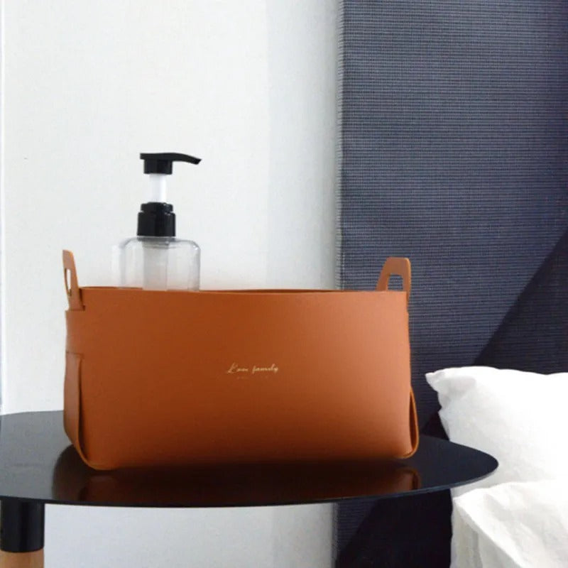 Leather Desktop Large Storage Box Living Room Bedroom Sundries Key Plate Decoration Dice Tray Coins PU Folding Storage - Delicate Leather