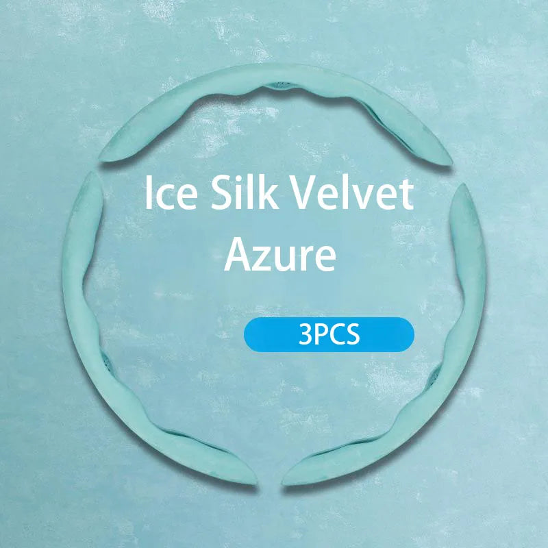 Car Steering Wheel Cover – Ice Silk Fabric Clip-On Grip, Ultra-Thin, All-Season, Non-Slip & Moisture-Absorbing - Delicate Leather