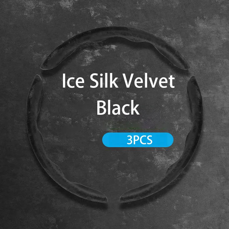 Car Steering Wheel Cover – Ice Silk Fabric Clip-On Grip, Ultra-Thin, All-Season, Non-Slip & Moisture-Absorbing - Delicate Leather