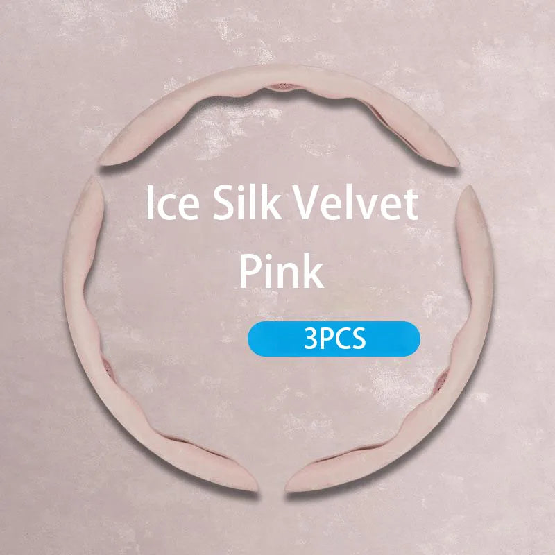 Car Steering Wheel Cover – Ice Silk Fabric Clip-On Grip, Ultra-Thin, All-Season, Non-Slip & Moisture-Absorbing - Delicate Leather