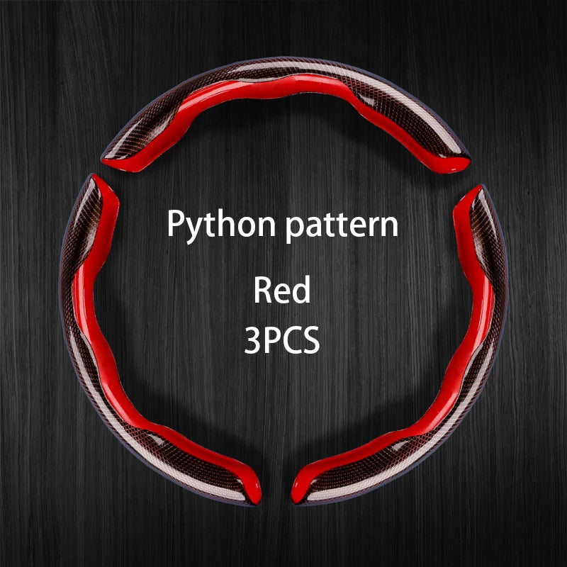 3PCS Python Pattern Steering Wheel Cover – Ultra-Thin Anti-Slip Grip, Universal Fit Interior Accessory - Delicate Leather