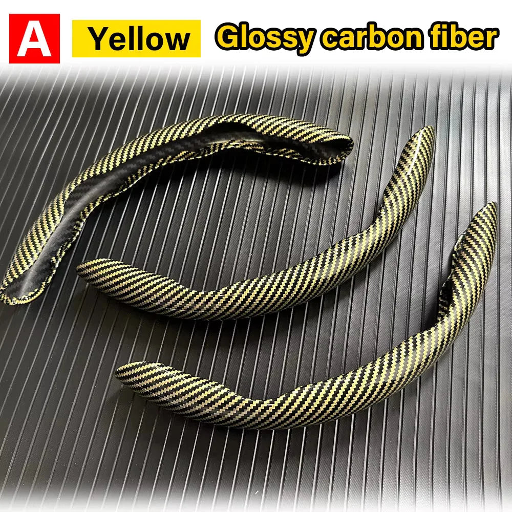3PCS Carbon Fiber Style Steering Wheel Grip Covers – Anti-Slip Washable Interior Set - Delicate Leather