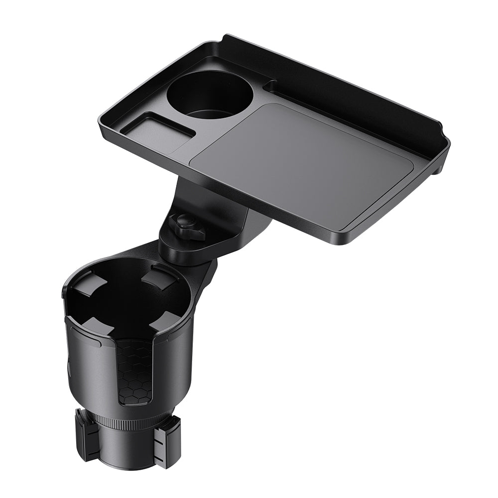 3 in 1 Car Phone Holder - Adjustable Height Car Cup Holder Tray with Expandable Base, Custom fit for Car - Delicate Leather