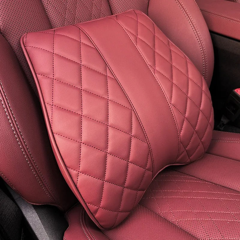 Car Lumbar Support Pillow – Memory Foam Cushion for Lower Back Comfort - Delicate Leather