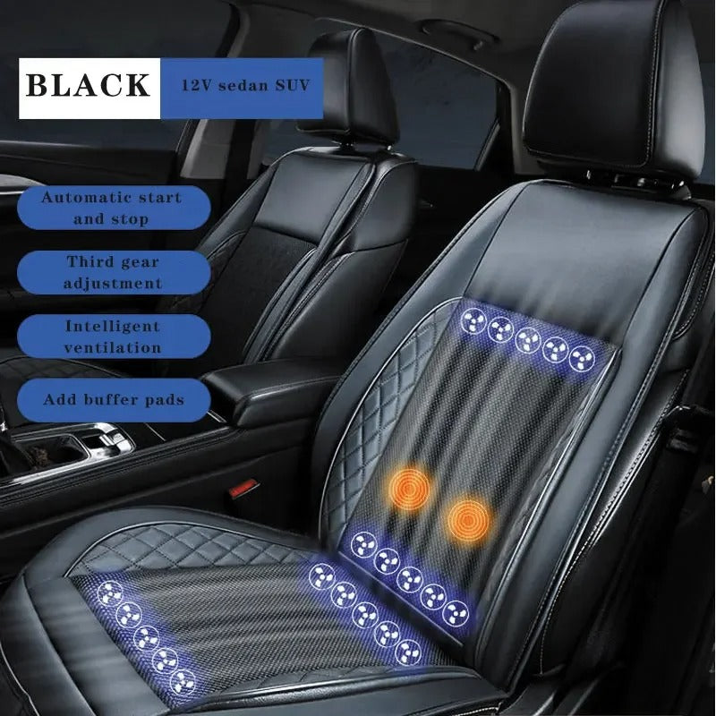12V/24V Ventilated Massage Car Seat Cushion – Cooling and Air Circulation Pad for Summer Use - Delicate Leather