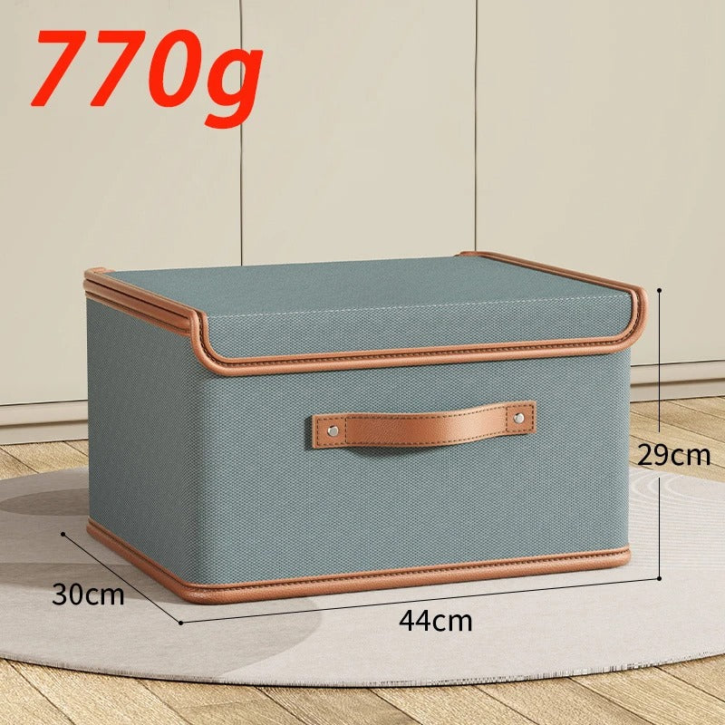 Dustproof Storage Box with Lid - Large Capacity Foldable Clothes Storage Box, Double Thickness Moisture-proof Storage Box - Delicate Leather