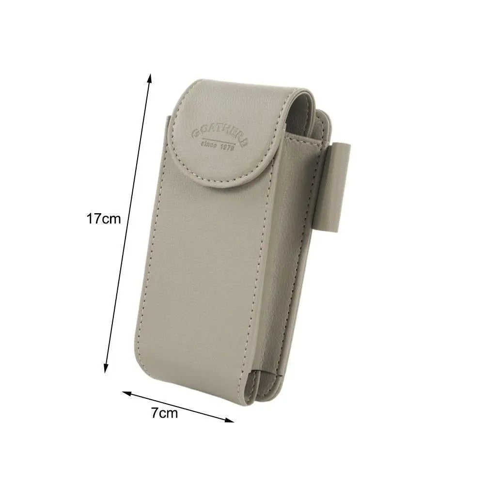 Car Sunglass Holder - PU Leather Sun Visor Glasses Case Organizer - Delicate Leather