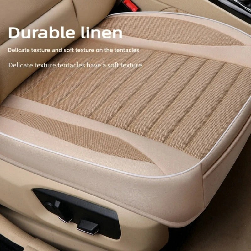 Flax Car Seat Cushion – Breathable Universal Seat Cover for Cars & SUVs - Delicate Leather