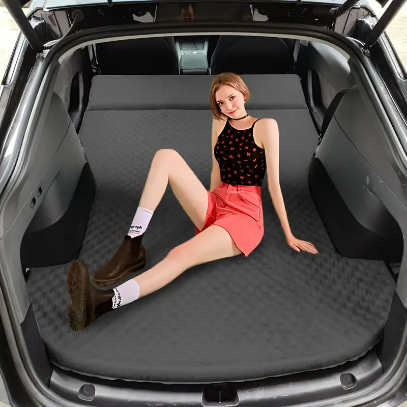 Car Self-Inflating Sleeping Pad – Portable 2.36" Camping Mattress for Tesla Model Y & 3 - Delicate Leather