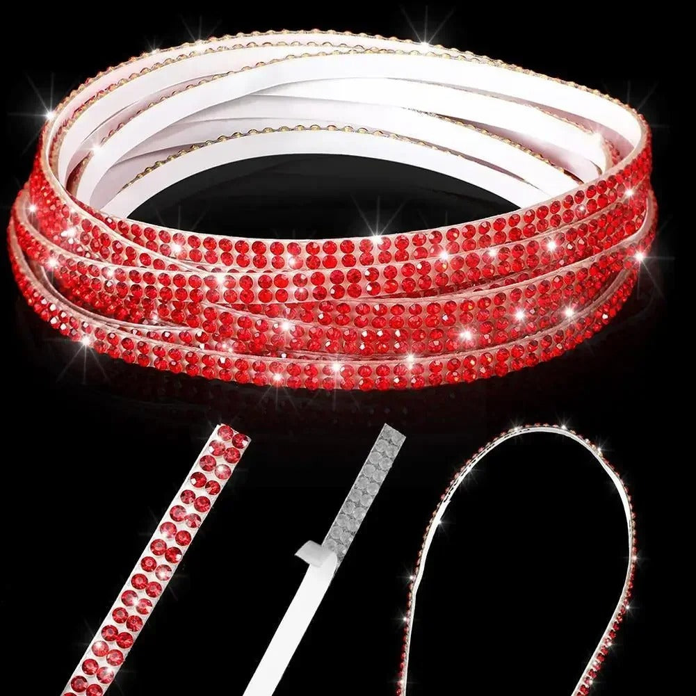 Bling Car Trim Sticker – 5m Self-Adhesive Rhinestone Strip for Interior Decoration - Delicate Leather