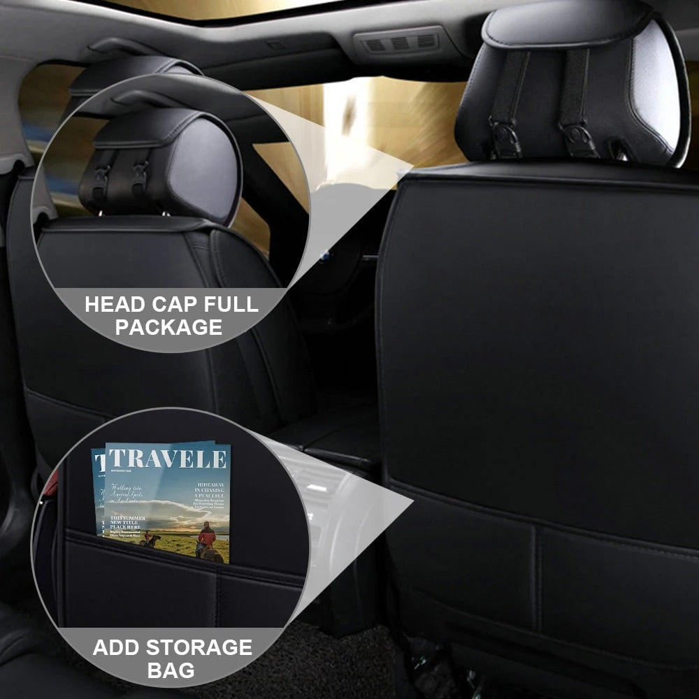 Universal 5-Seats PU Leather Car Seat Covers Full Set – Waterproof, Anti-Scratch, All-Season Protection for Front & Rear Seats