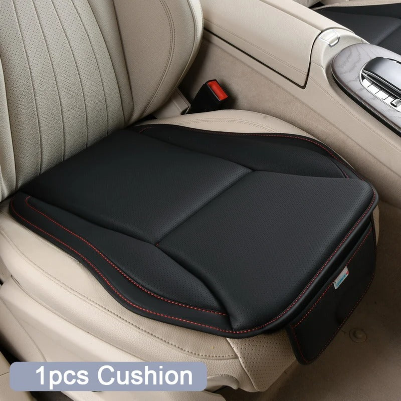 Nappa Leather Car Seat Cover Set – Breathable Four-Season Cushion with Headrest - Delicate Leather