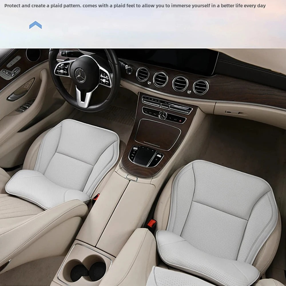 Nappa Leather Car Seat Cover Set – Breathable Four-Season Cushion with Headrest - Delicate Leather
