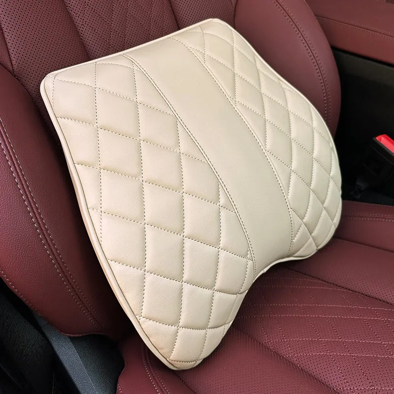 Car Lumbar Support Pillow – Memory Foam Cushion for Lower Back Comfort - Delicate Leather