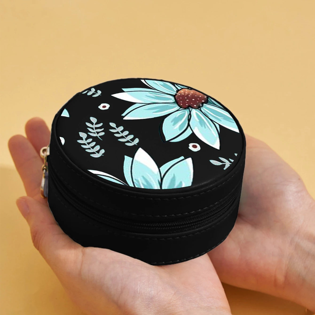 Flower Jewelry Storage Box Organizer, Display Travel Jewelry Case, Flower Leather Earrings Necklace Ring Organizer for Gift - Delicate Leather