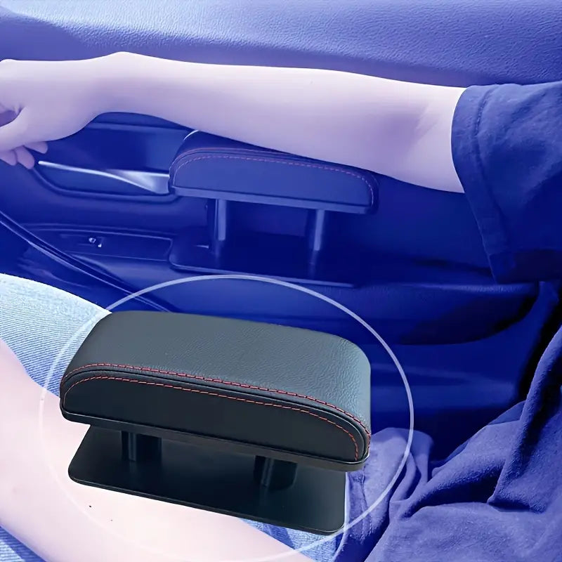 Car Armrest Cushion – PU Leather Adjustable Height Elbow Rest for Left and Right, Center Console Booster for Long-Distance Travel Comfort - Delicate Leather