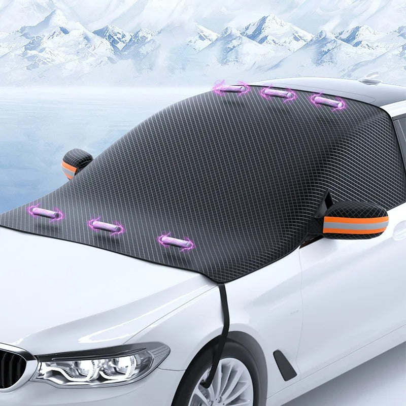 Windshield Snow & Sun Shade – Magnetic Frost, Ice & UV Protector for Car Front Windscreen - Delicate Leather
