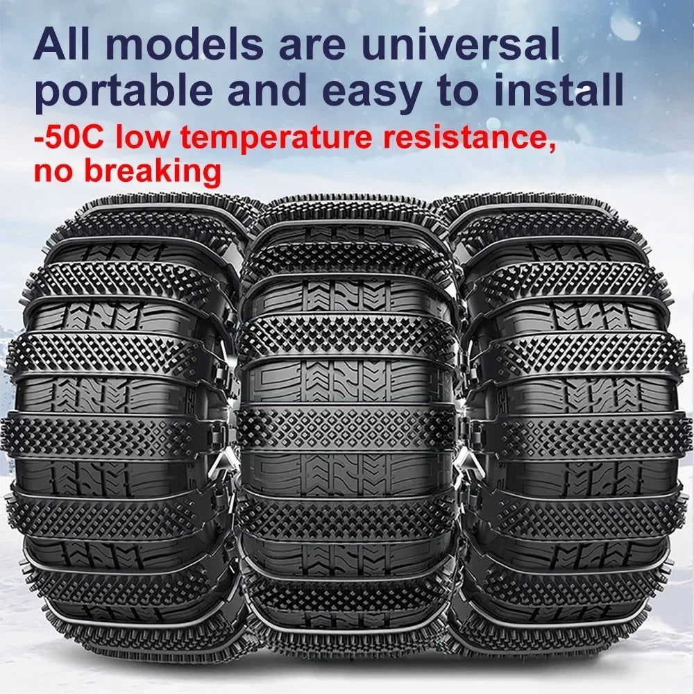 Snow Chain Tire Chain 10/1 PCS Urethane Set - Wheel Ties Belts for Car Tires - Winter Anti-Slip Chain - Anti-Skid Snow Emergency - Delicate Leather