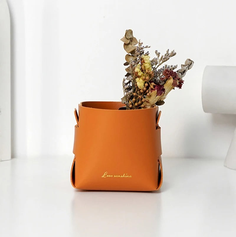 Nordic PU Storage Tray Porch Key Leather Storage Box - Delicate Leather