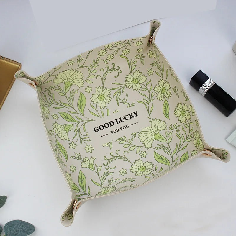 PU Leather Folding Storage Box - Leather Organizer Storage Box, Desktop Storage Key Tray, Dice Coin Jewelry Home Decoration - Delicate Leather