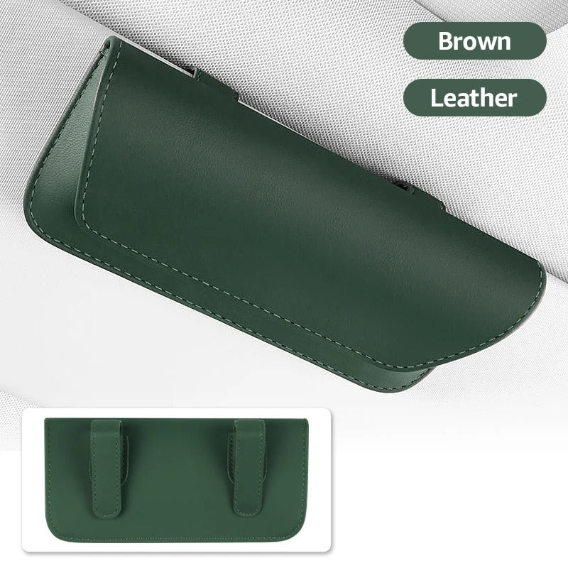 Car Glasses Eyeglasses Holder - Suede Sun Glasses Clip Storage - Leather Visor Organizer - Delicate Leather