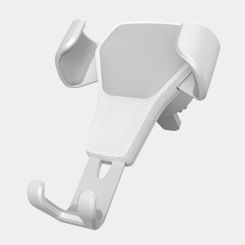 Universal Gravity Auto Phone Holder - Air Vent Clip Mount for iPhone 14, Xiaomi, and All 4.7-6.5 Inch Smartphones - Delicate Leather