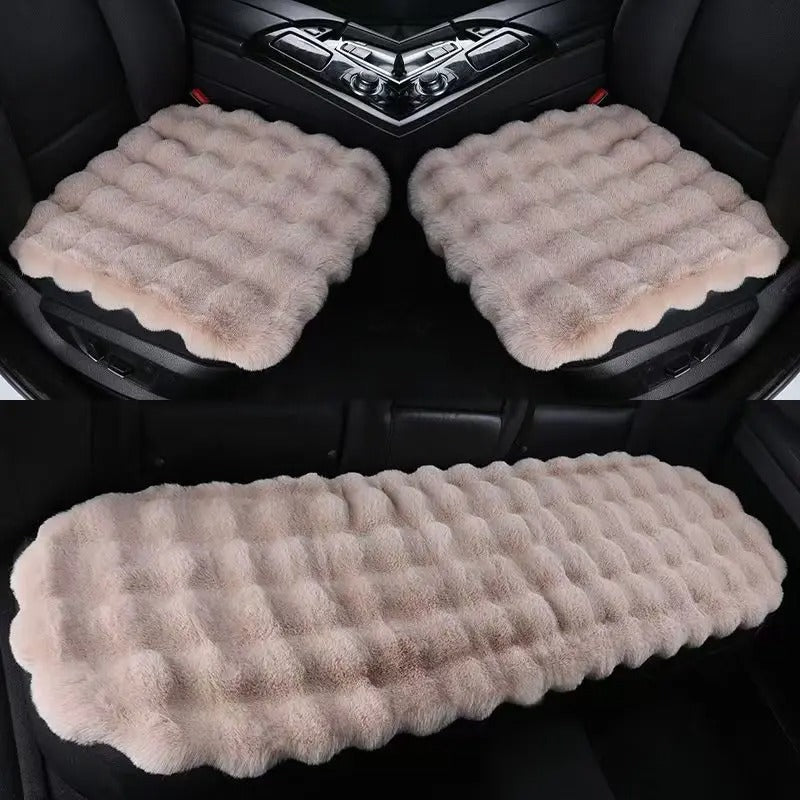 Winter Plush Rabbit Car Seat Covers – Ultra-Soft, Warm & Universal Fit Cushion Pads, Gift For Mother's Day 2025 - Delicate Leather
