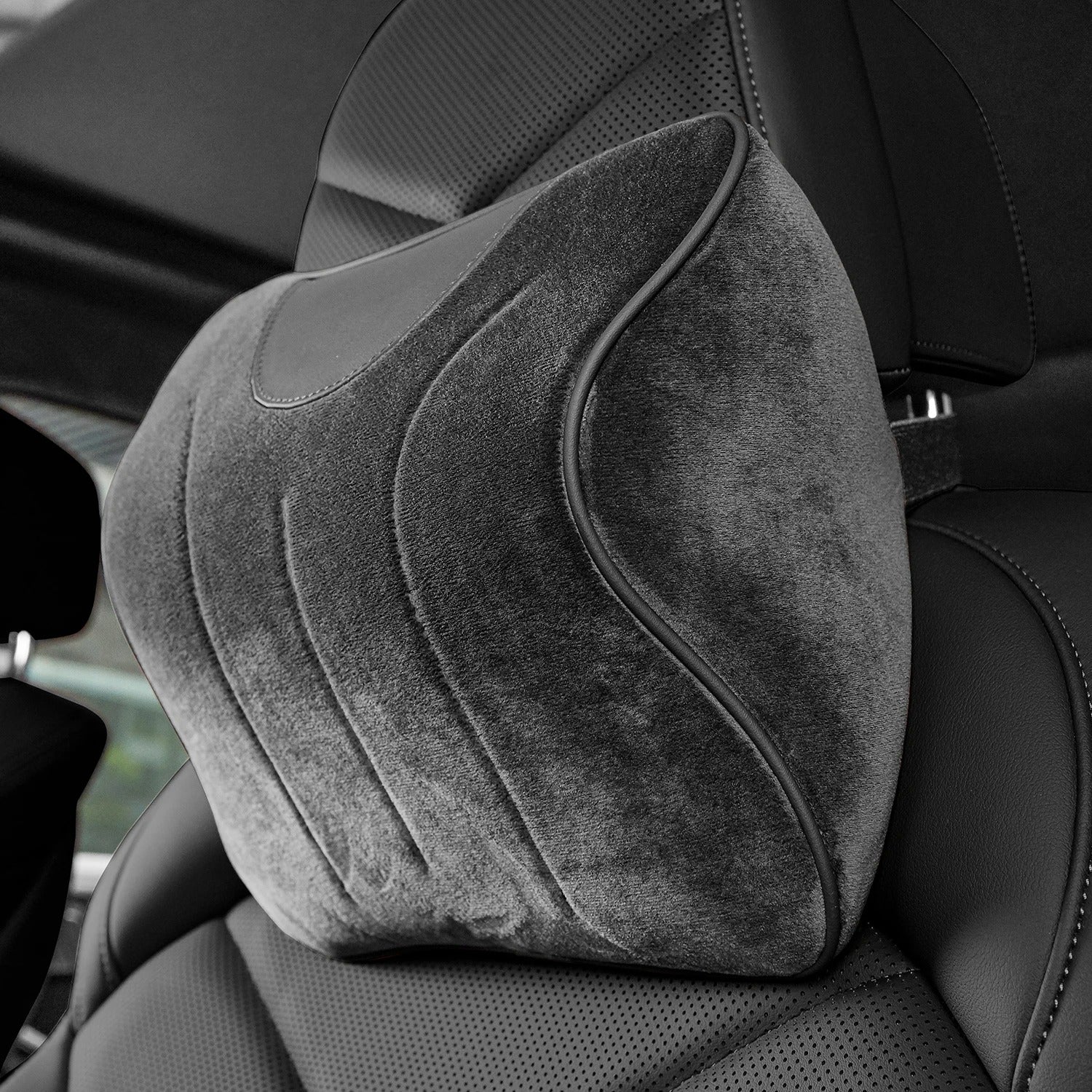 Car Seat Headrest Pillow – Universal Neck Support Cushion for Vehicle Seats - Delicate Leather