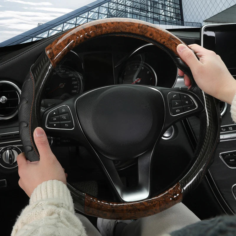 Car Truck PU Leather Embossed Steering Wheel Cover Steering-Wheel For Auto Diameters 36 38 40 42 45 47 50CM 7 Sizes to Choose - Delicate Leather