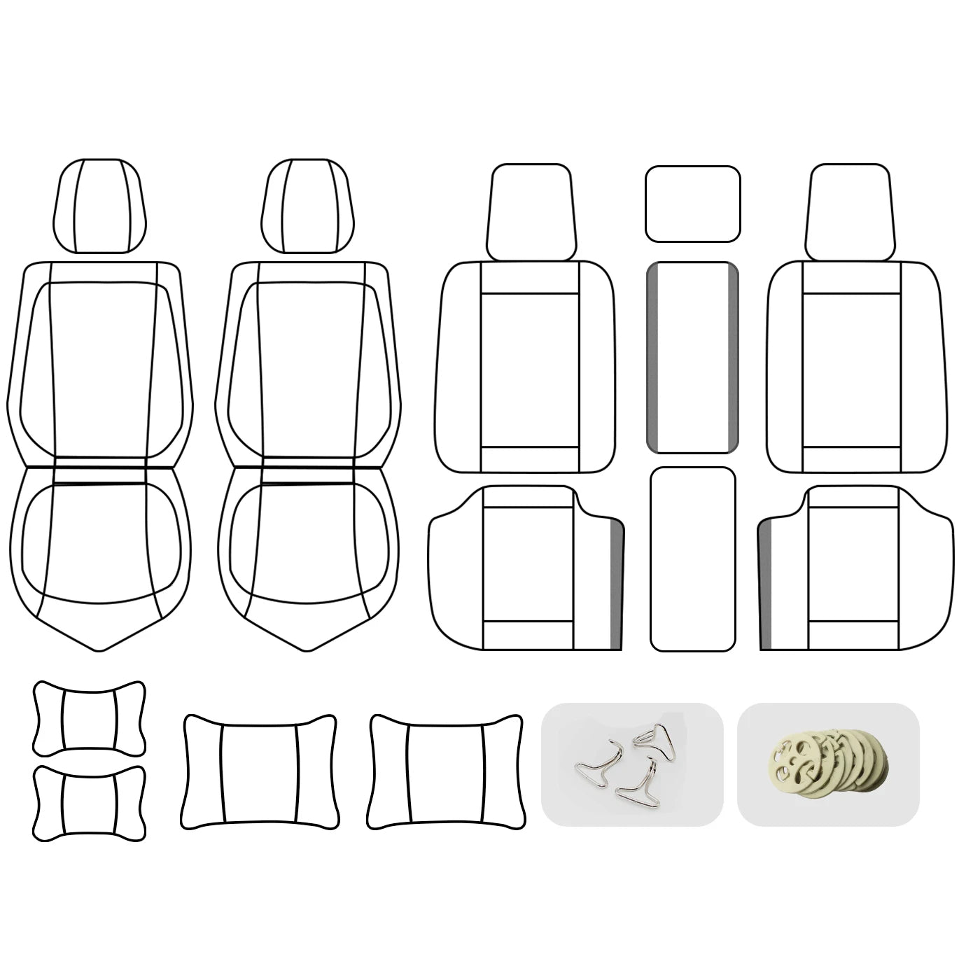 Universal Coffee-Colored Seat Covers for 5-Seater – Ice Silk, Waterproof Headrests & Lumbar Pillows 12 - Delicate Leather