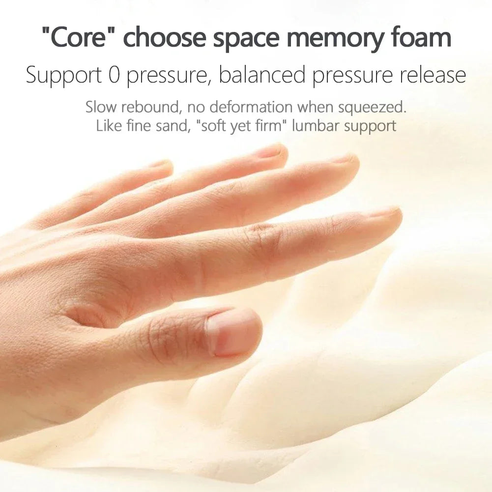 Universal Memory Foam Car Lumbar Support & Neck Pillow – Washable Driver Seat Back Cushion - Delicate Leather