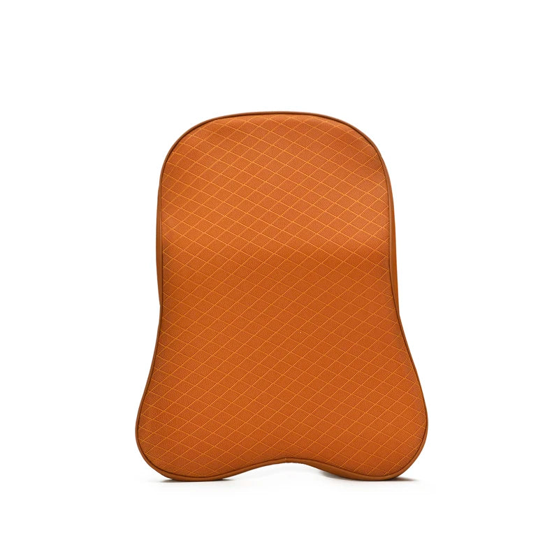 Premium Memory Foam Car Lumbar and Neck Pillow Car Seat Neck Pillow Waist Cushion for Neck Pain and Headrest Support - Delicate Leather
