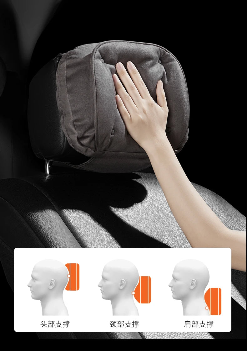 Memory Foam Car Neck Pillow & Lumbar Support Set – Breathable Seat Comfort Cushions - Delicate Leather