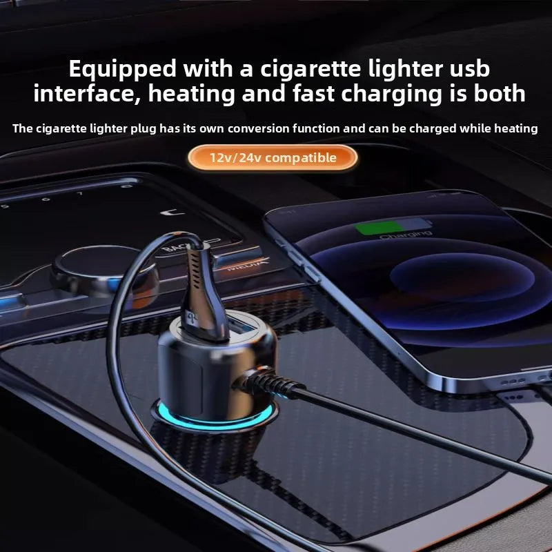Graphene Heated Car Seat Cushion – Universal 12V/24V Seat Cover with Waist Support for Winter Warmth - Delicate Leather