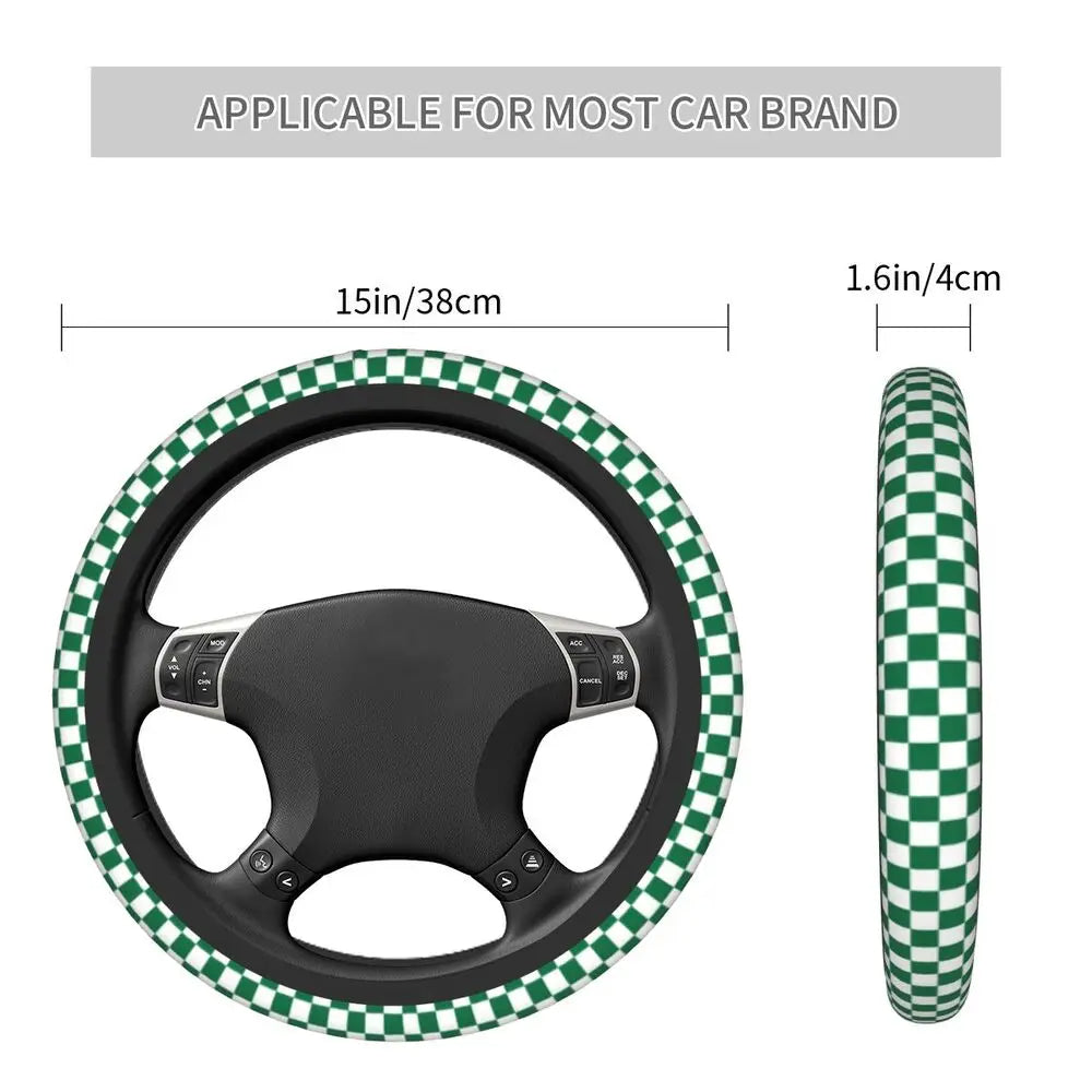 Lightly Padded Non Slip Steering Wheel Cover - Checkers Style , Car Steering Wheel Cover, Car Accessories 16