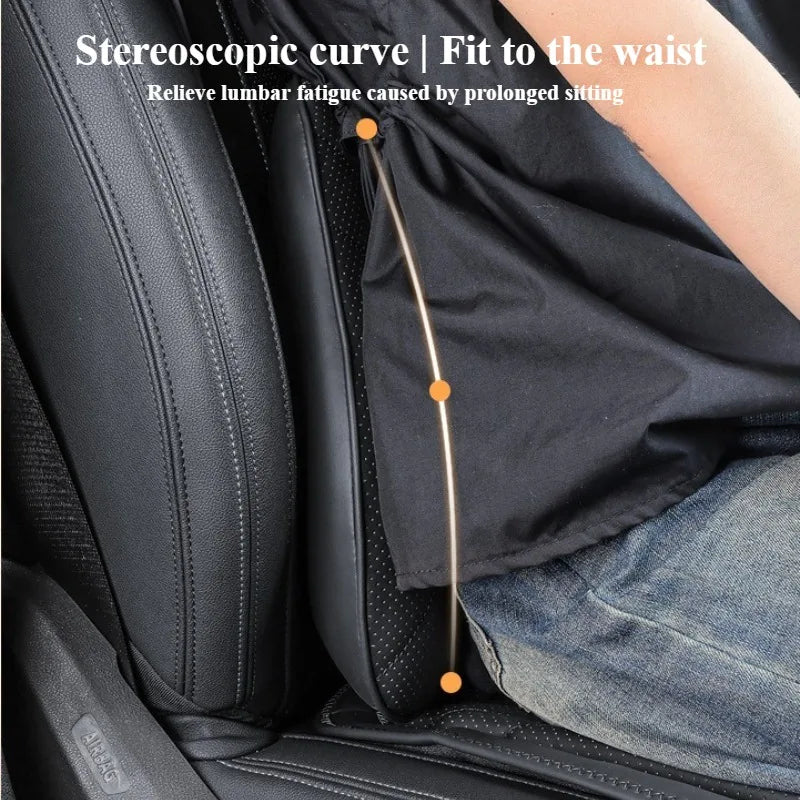 Soft Nappa Leather Car Neck & Lumbar Pillow Set – Ergonomic Headrest and Waist Support - Delicate Leather