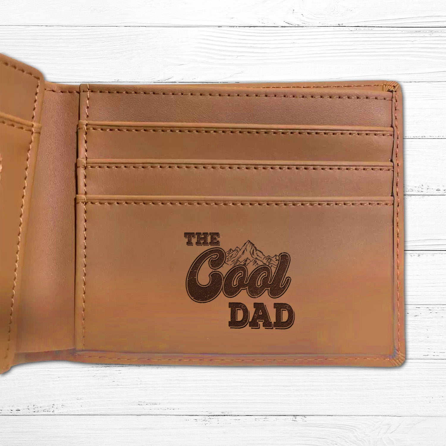 The Cool Dad Wallet Men, Leather Wallet For Men, Custom  Engraved Wallet, Personalized Gifts For Him, Fathers Day Gifts, Husband, Boyfriend, Dad - Delicate Leather