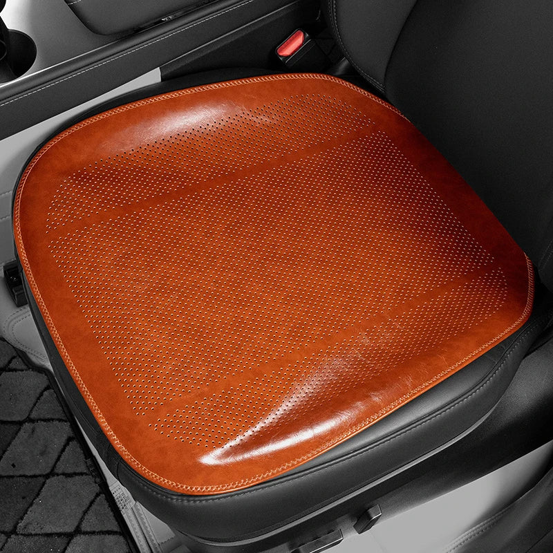 New Car Seat Cover Oil Wax Leather - Breathable Hole Seat Cushion for Volkswagen, Chevrolet, Cadillac, Kia, Haval, Tesla, Mitsubishi, and More - Delicate Leather
