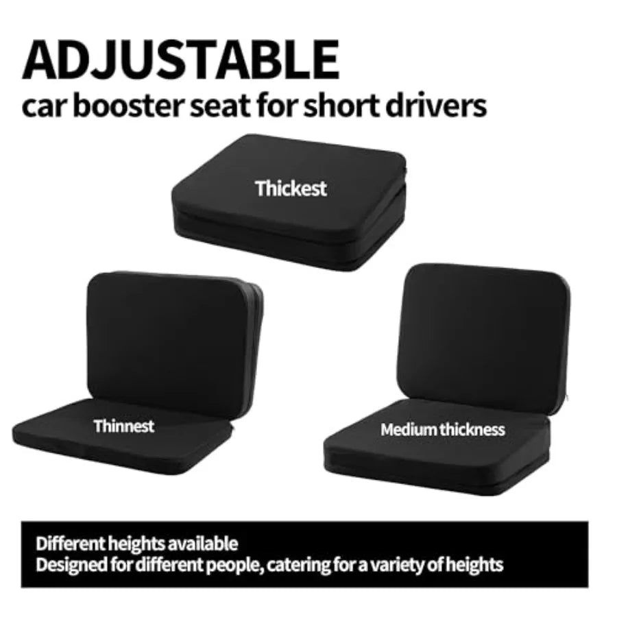 Adjustable Car Booster Seat Cushion – 3 Height Levels Universal Driving Seat Pad - Delicate Leather