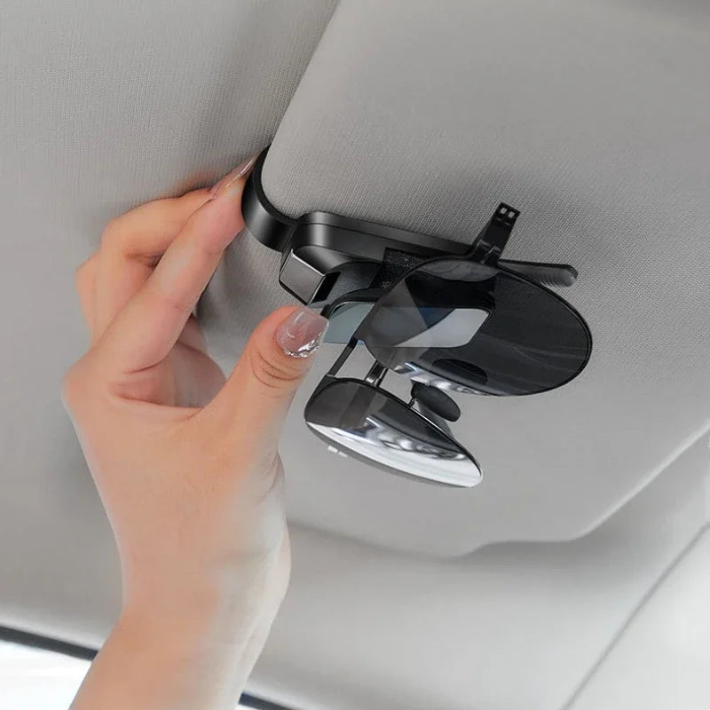 Car Sun Visor Glasses Clip – Compact Eyeglasses Holder with Alloy Buckle - Delicate Leather