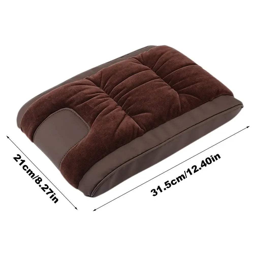 Car Armrest Heightening Cushion – Flannel Center Console Booster Pad - Delicate Leather