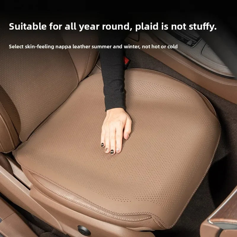 Universal Nappa Leather Car Seat Cover - Four Season Auto Breathable Comfortable Saddle Cushions - Seat Covers for Car Seats - Delicate Leather