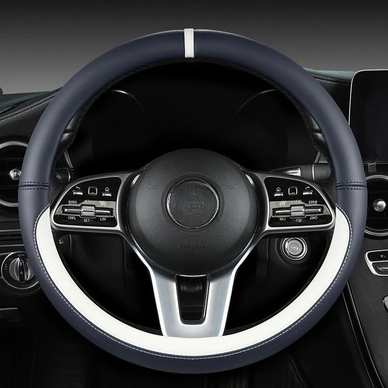 Nappa Leather Steering Wheel Cover – Breathable All-Season Universal Grip - Delicate Leather